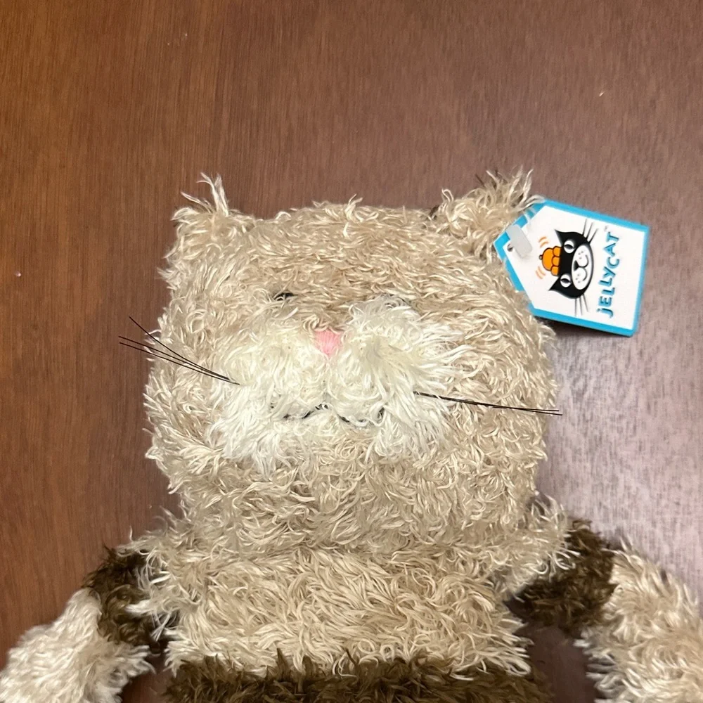 NEW Jellycat Medium Bunglie Kitten Cat Plush Cream & Brown Stripe - Picture 3 of 10